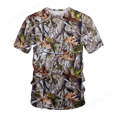 夏季短袖男士T恤3D数码印花植物花鸟图案圆领短袖运动休闲上衣