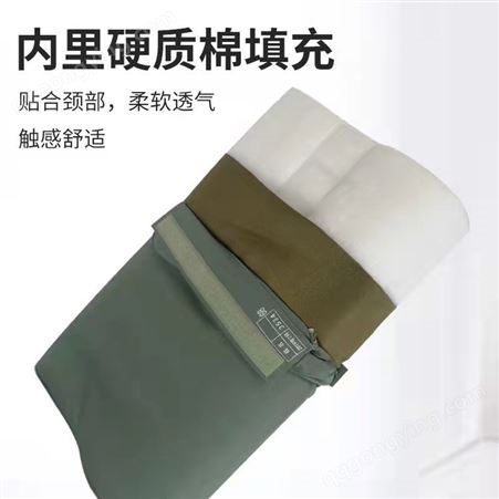 恒万服饰 宿舍学生用定型枕 绿色棉枕头 户外拉练棉枕