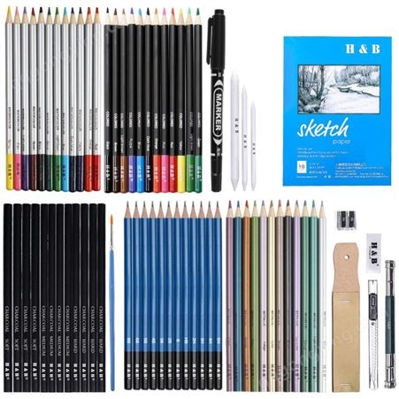 71件素描彩色铅笔套装水溶性金属彩铅专业美术绘画文具用品批发